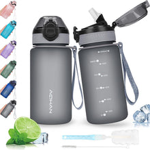 Sport Trinkflasche mit Strohhalm und Klappdeckel 600ML Grau