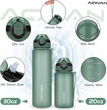 AOHAN Trinkflasche 600ML auslaufsicher Klappdeckel BPA frei