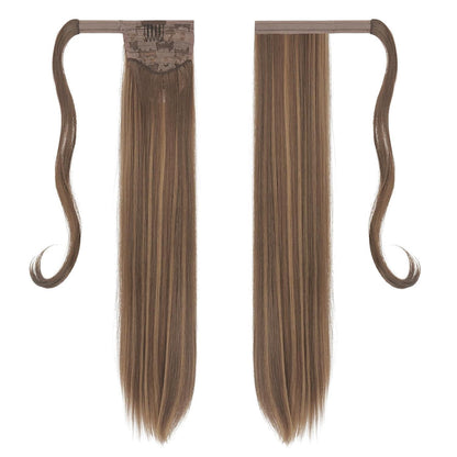 Langer glatter Pferdeschwanz Haarteil – Goldbraun Blond 60cm