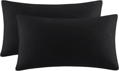 Schwarzer Mikrofaser Kissenbezug 40x70 Weich Hotelverschluss 2er Set