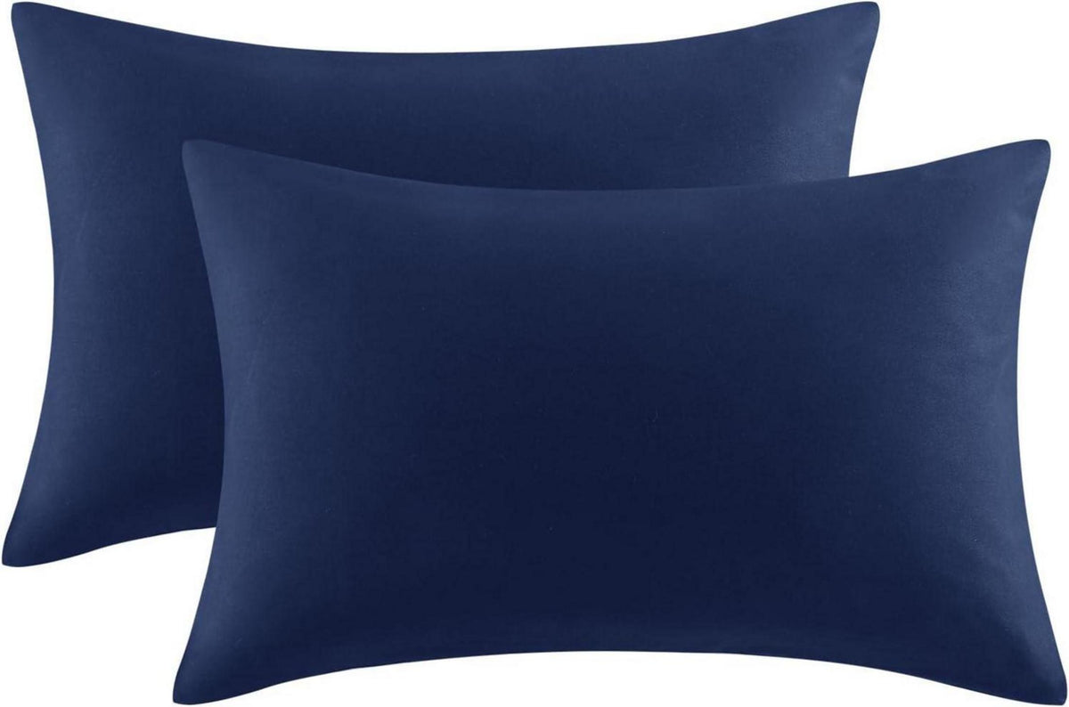 Kopfkissenbezug Set Blau Mikrofaser Hotelverschluss 50x75 Weich