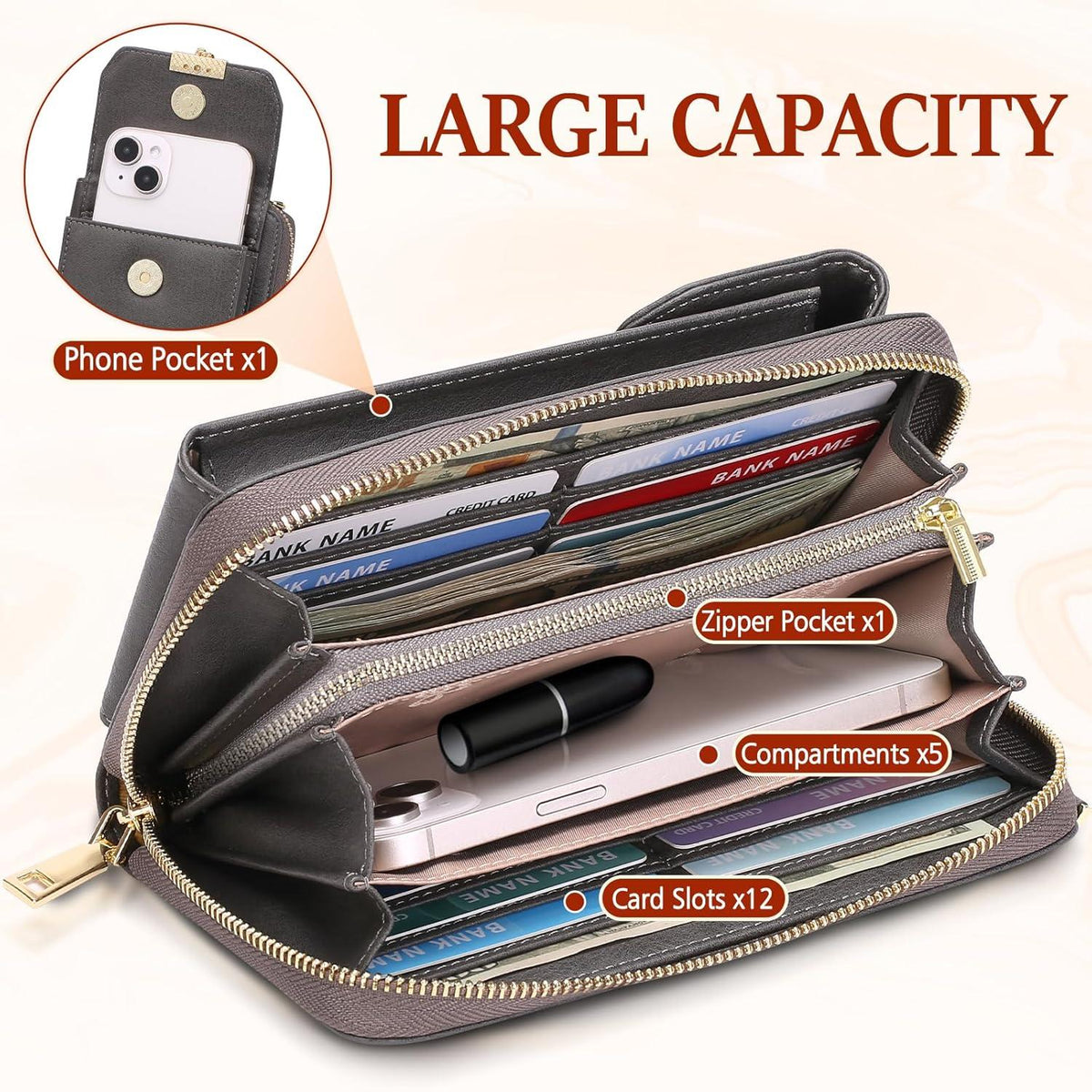Handytasche Damen Leder Umhängetasche RFID Schutz Crossbody