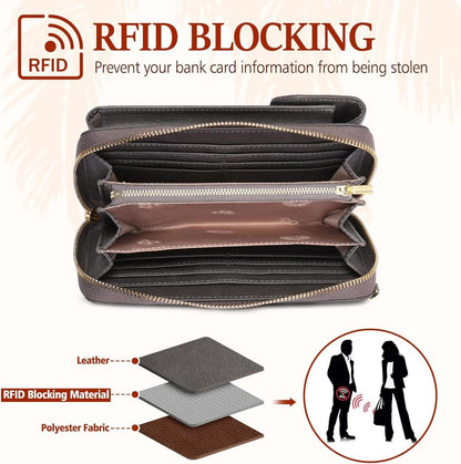 Handytasche mit Geldbörse RFID Schutz Umhängetasche 12 Kartenfächer