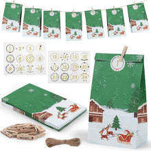 DIY Adventskalender 24 Weihnachtskalender Tüten Aufkleber Holzklemme
