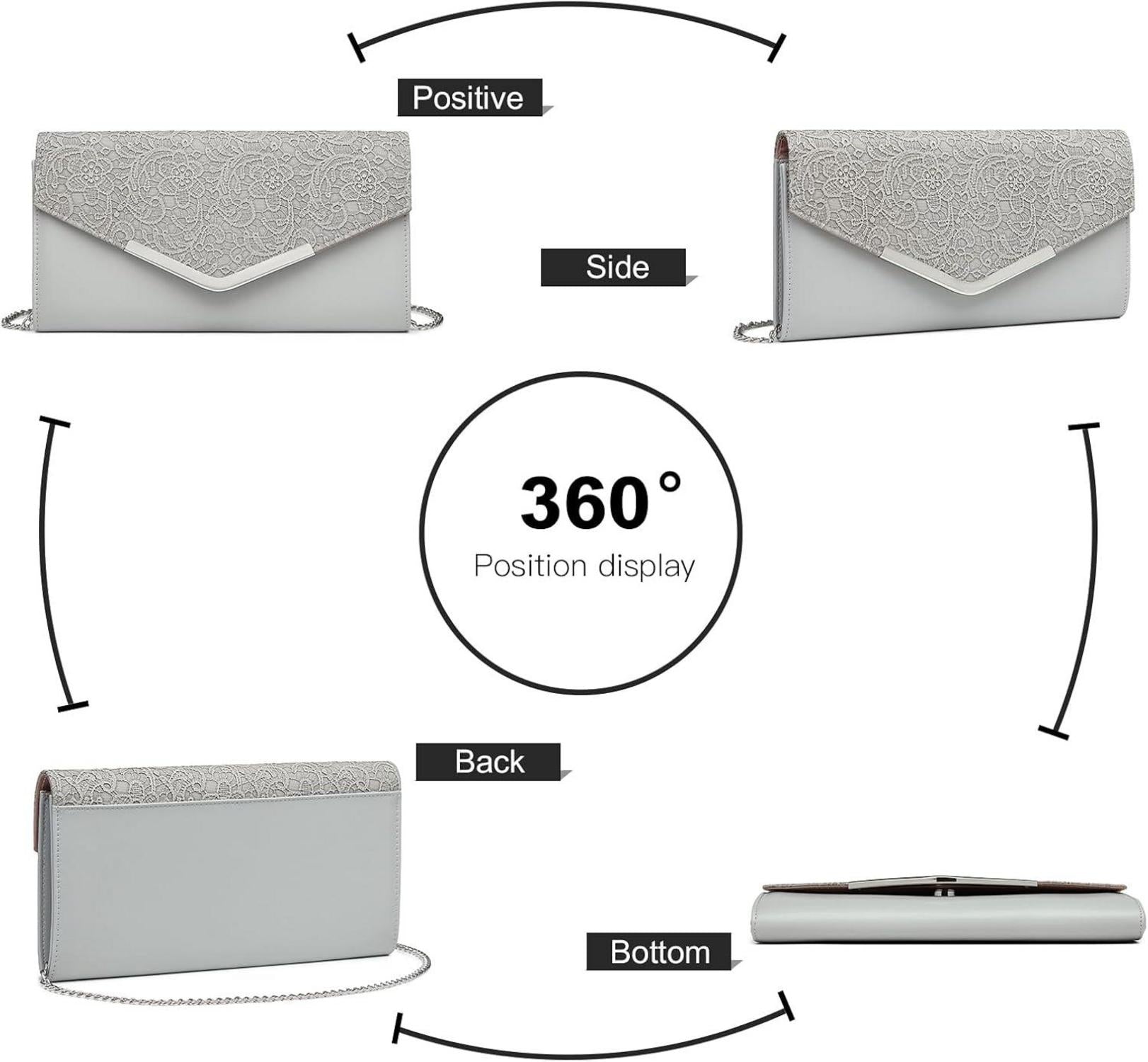 Elegante Miss Lulu Clutch Damen Abendtasche Kettentasche Hochzeit Umhängetasche