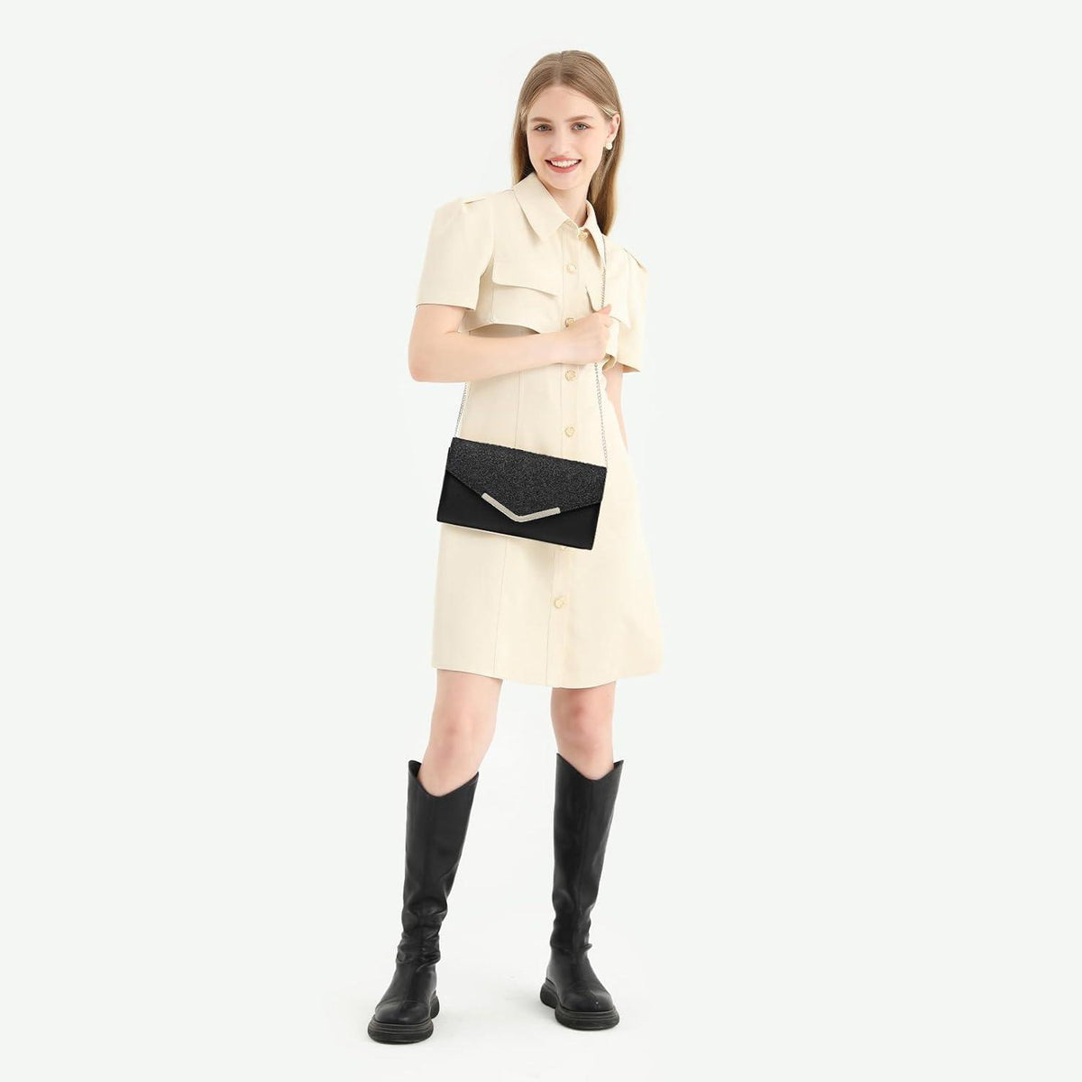 Miss Lulu Damen Clutch Abendtasche Kettentasche Hochzeit