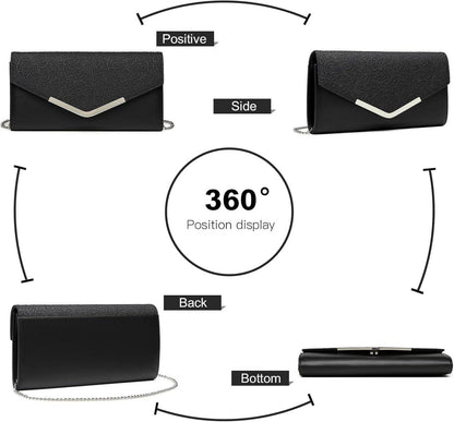Miss Lulu Damen Clutch Abendtasche Kettentasche Hochzeit Umhängetasche