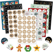 Weihnachten Adventskalender Zahlen Aufkleber 2024 Sticker 1-24