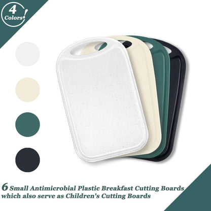 6er Set Frühstücksbrettchen mit Saftrille 22x15 cm Antibakteriell