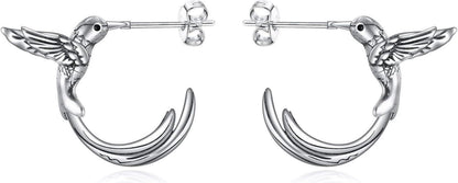 925 Sterling Silber Kolibri Creolen Ohrstecker Geschenk Mädchen
