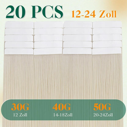Blond Tape-in Haarverlängerung Echthaar #1000 30cm