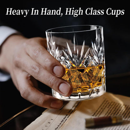 Whiskygläser 2er-Set Vintage Kristallglasbecher 300ml Bourbon Scotch Rum
