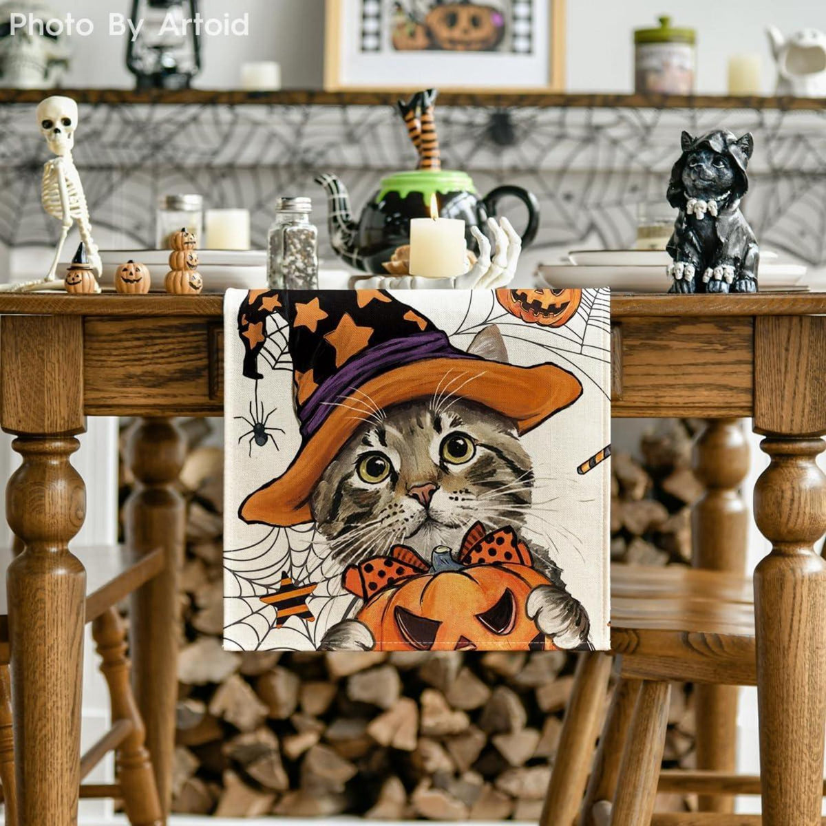 Artoid Mode Katze Halloween Tischläufer 40x240 cm Urlaub