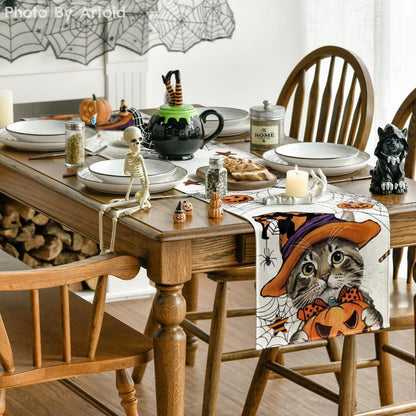Katze Jack-o-Laterne Halloween Tischläufer 40x240 cm Herbst Party Dekor