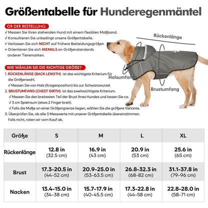 Hunderegenmantel wasserdicht & reflektierend Grau L
