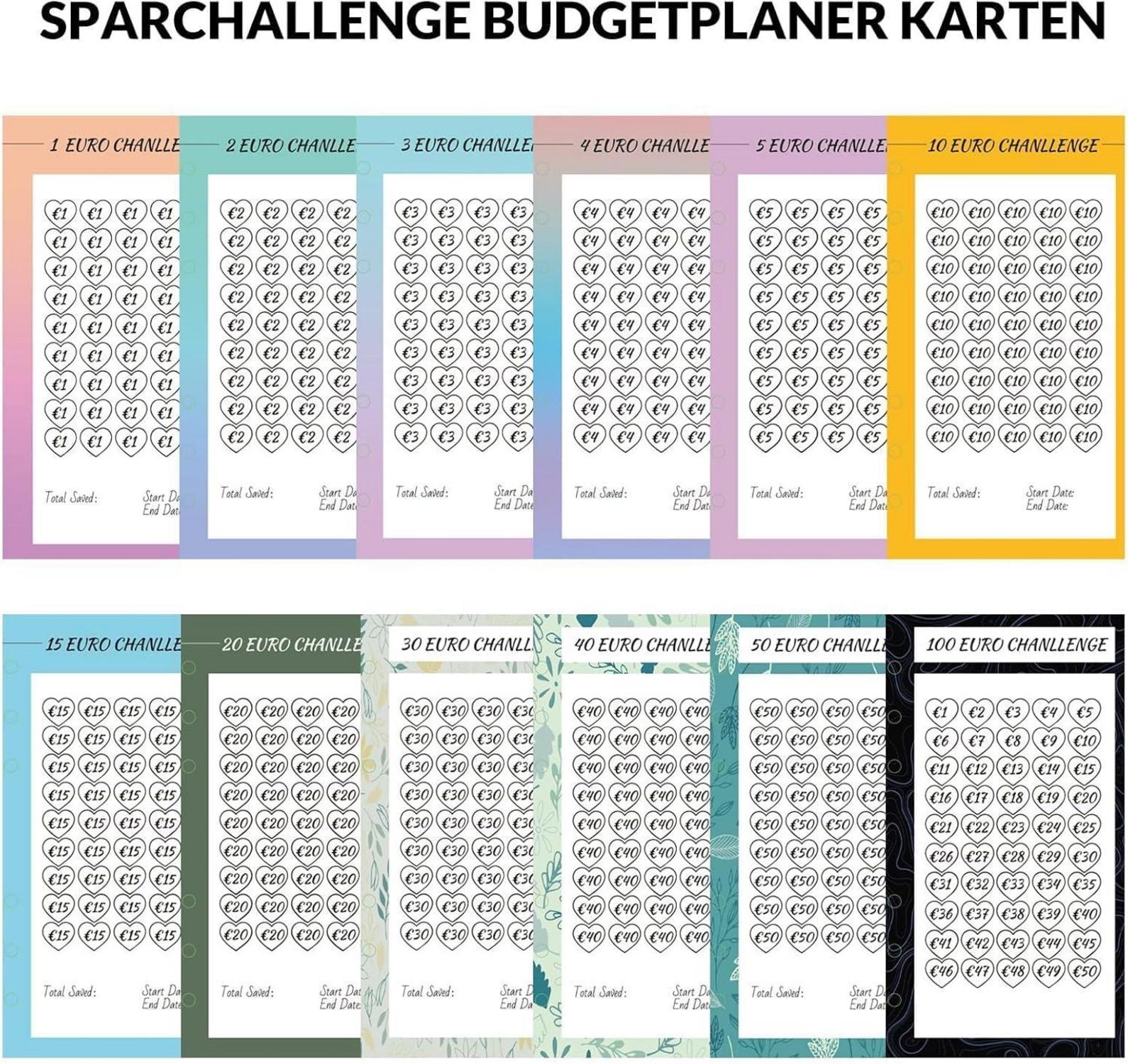 Budget Planner Deutsch Spar Challenge A6 Geldorganizer Haushaltsbuch