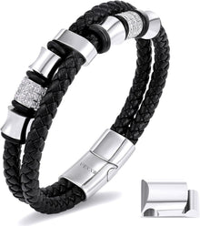 Lederarmband mit Kreuz und Evil Eye Design