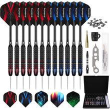 Dartpfeile Profi Set, 12 Stück Steeldarts 24g Rot/22g Blau