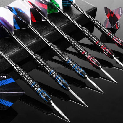 Dartpfeile Profi Set, 12 Stück Steeldarts 24g Rot/22g Blau