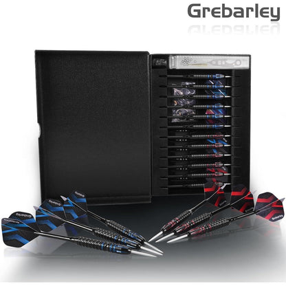 Dartpfeile Profi Set, 12 Stück Steeldarts 24g Rot/22g Blau