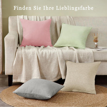 2er Set Kissenbezüge 50x70 cm, Gewaschene Baumwolle Hellgrau