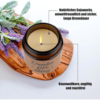 Lavendel Duftkerzen im Glas 100g - Entspannungs Geschenk für