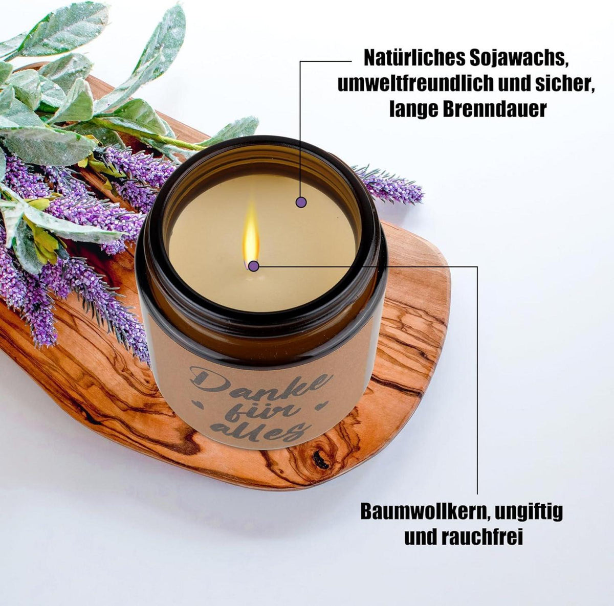 Dankeschön Geschenke Lavendel Duftkerzen im Glas 100g