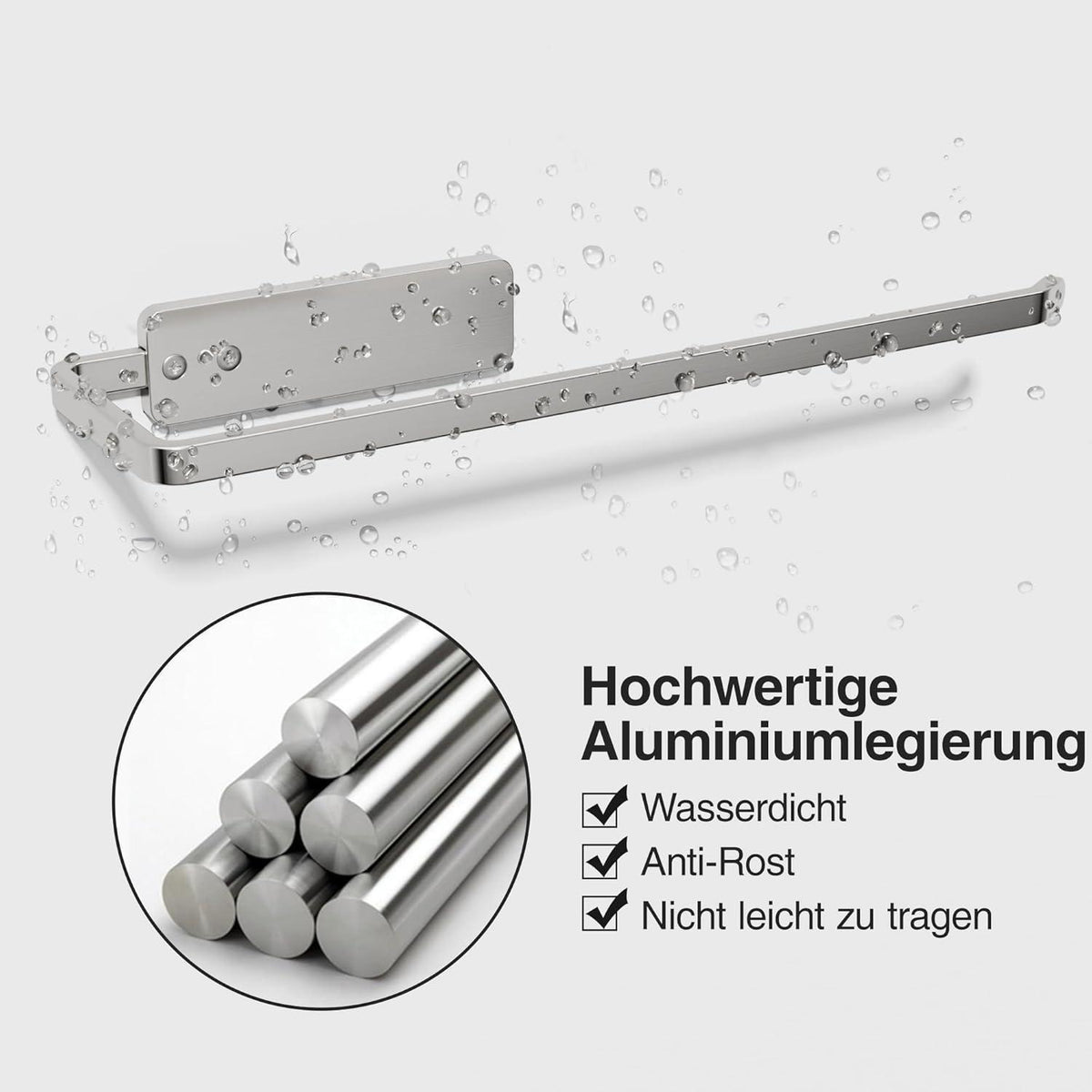 Küchenrollenhalter ohne Bohren, selbstklebend, Aluminium, Silber