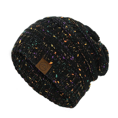 Grobstrick Mütze Damen Winterbeanie Schwarz