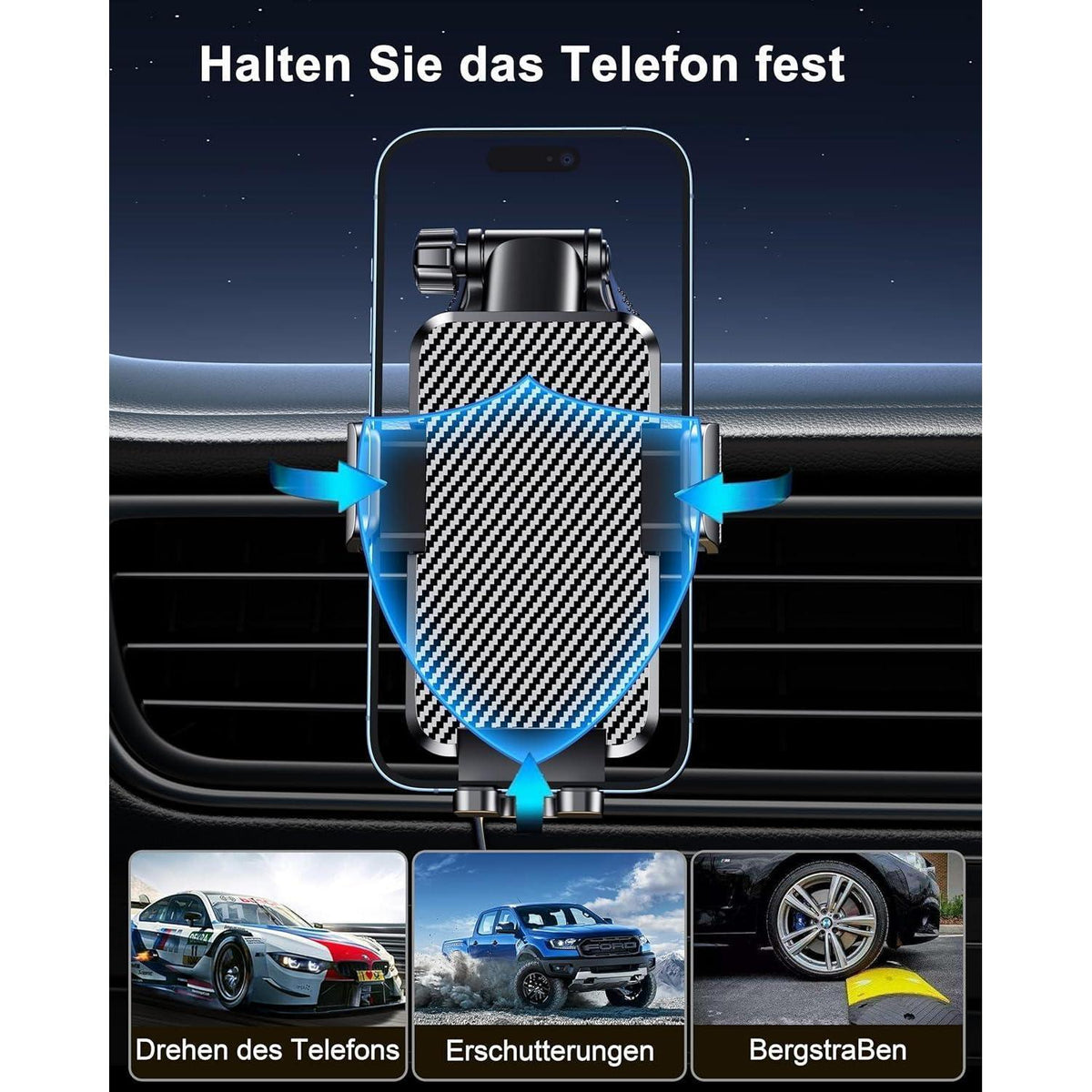 Auto Handyhalterung mit Saugnapf & 360° Drehung