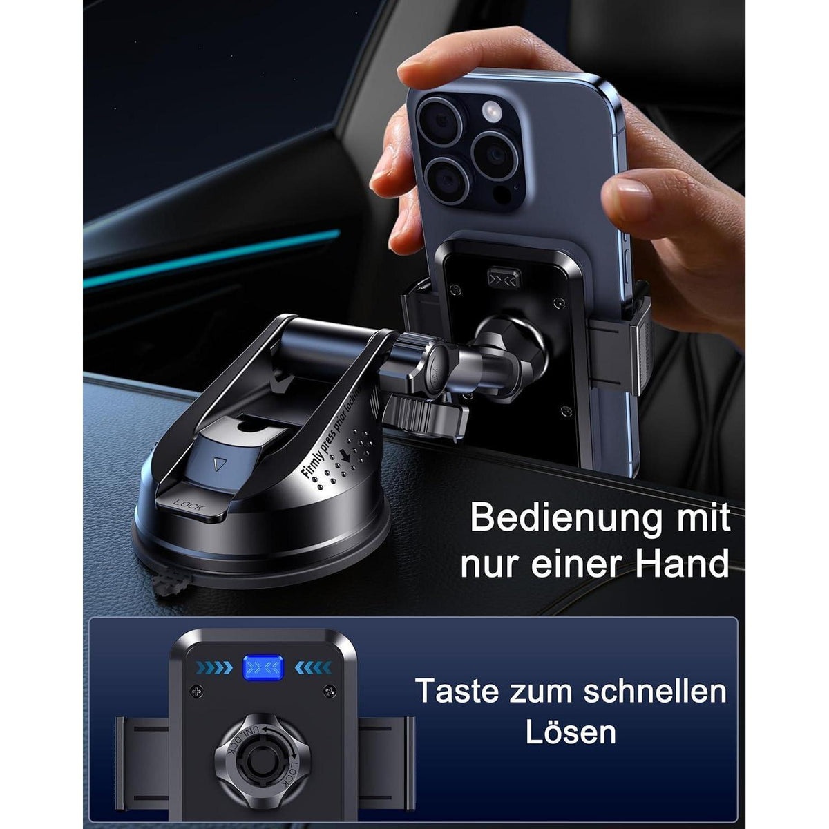 Auto Handyhalterung mit Saugnapf & 360° Drehung