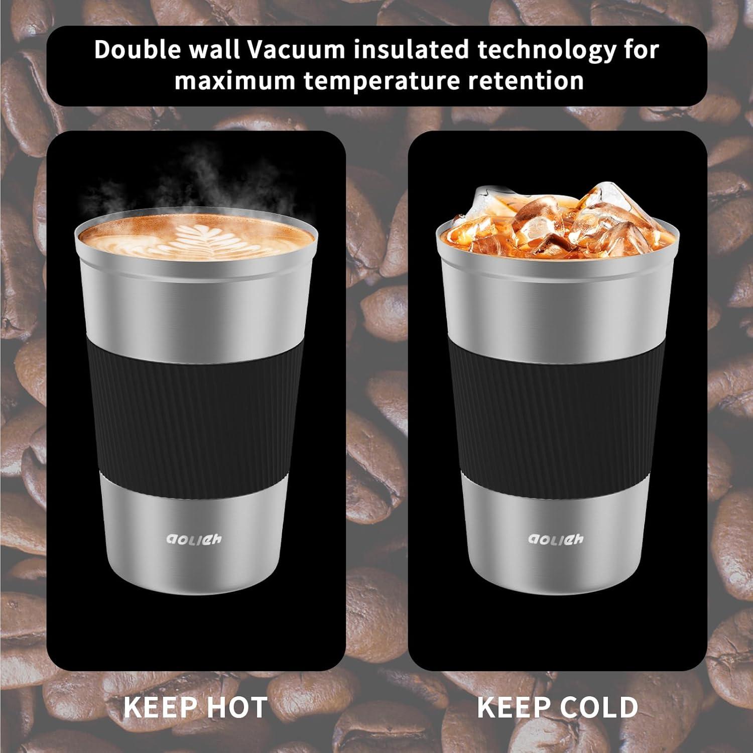 Thermobecher Edelstahl isoliert Auslaufsicher 380ML Travel Mug