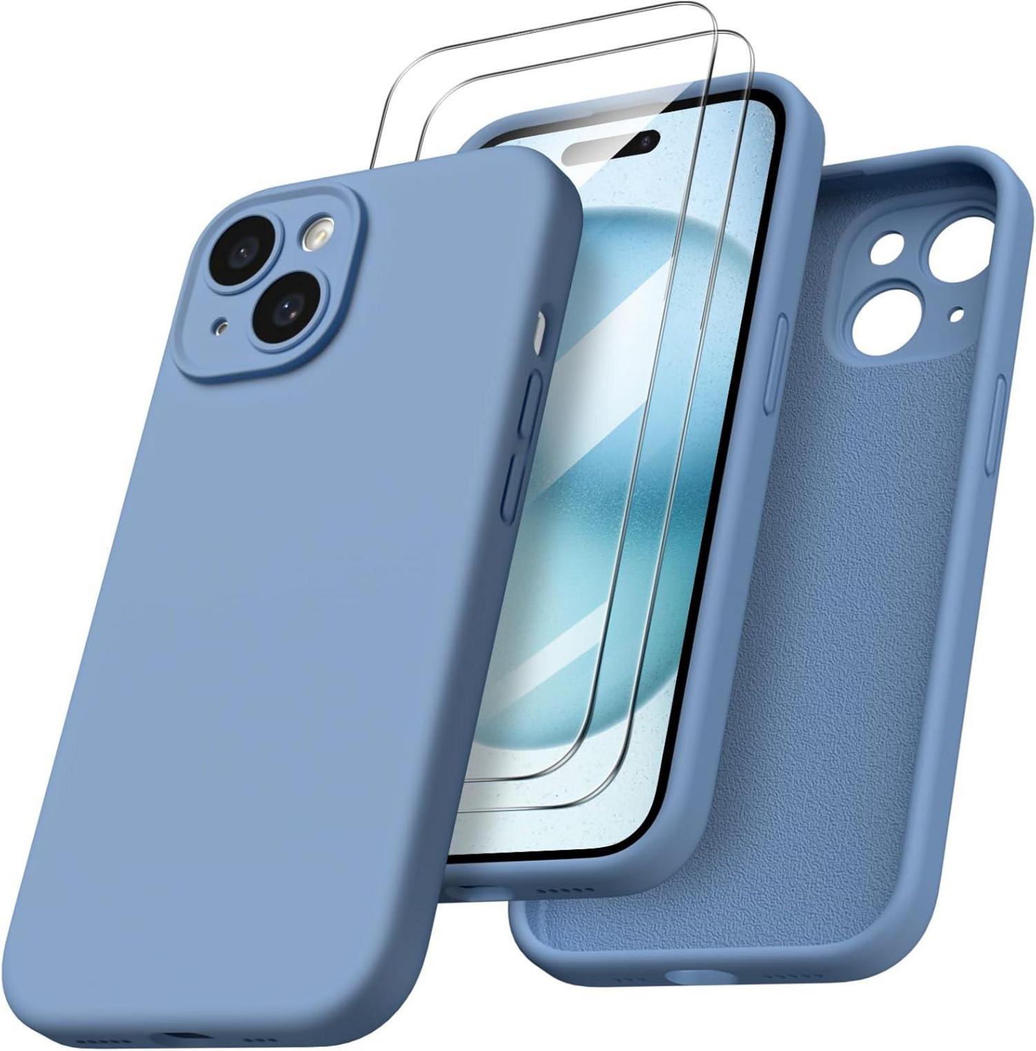 Schutzhülle für iPhone 15 mit Kameraschutz und Schutzfolien