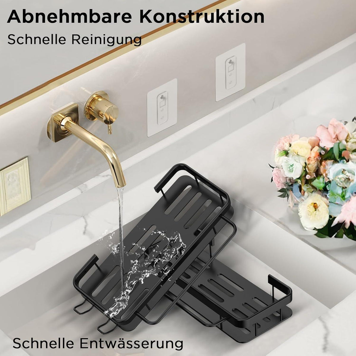Küchen Organizer Schwammhalter Spültuchhalter Haken Schwarz