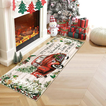Weihnachts Teppich Läufer 60x180 cm waschbar rutschfeste Türmatte