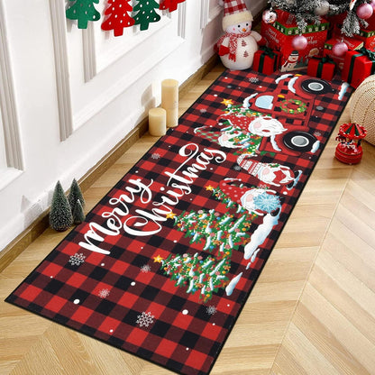 Weihnachtsläufer Teppich rutschfest Flurmatte Waschbar Winter Rot