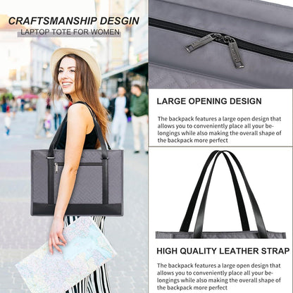 Laptoptasche Damen 15,6 Zoll Grau Aktentasche Tote Bag Businesstasche