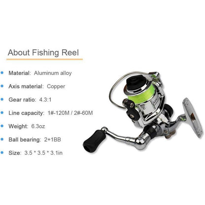 Mini Angelruten-Set faltbar mit Rolle für Süß- und Salzwasser