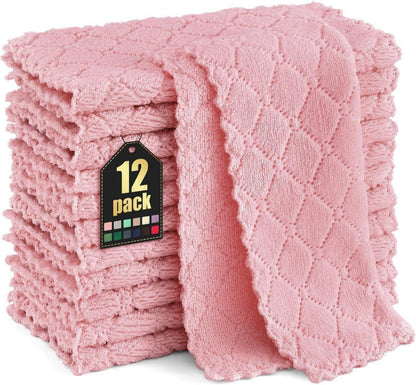 12er Pack Mikrofasertücher 25x25 cm Rosa, Waschbar & Fusselfrei