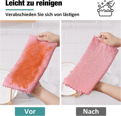 12er Pack Mikrofasertücher 25x25 cm Rosa, Waschbar & Fusselfrei