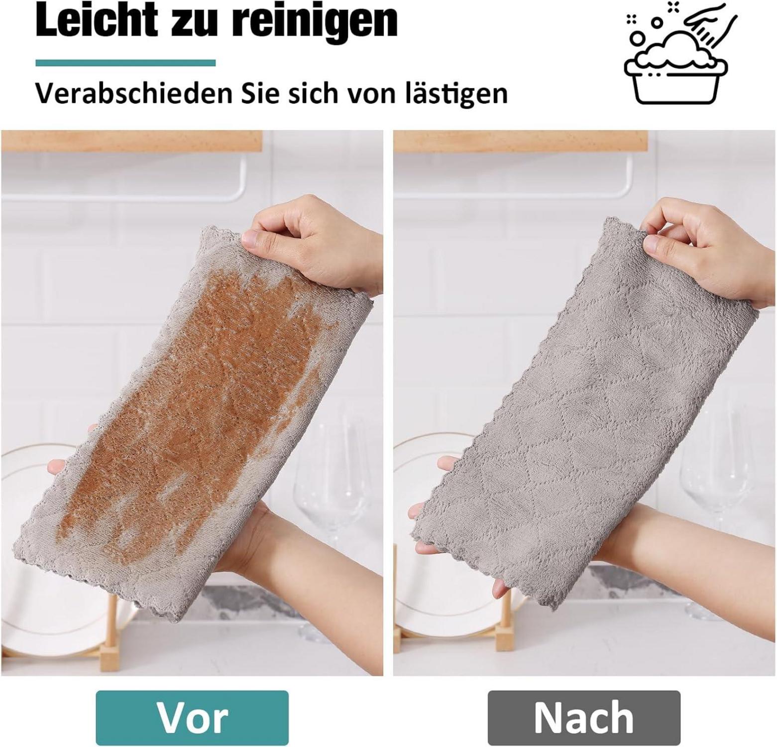 12er Pack Mikrofasertücher 25x50 cm Grau - Wiederverwendbare