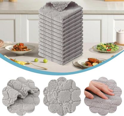Mikrofasertücher 12er-Pack 25x50 cm Grau: Waschbar, Fusselfrei, Saugfähig und Langlebig