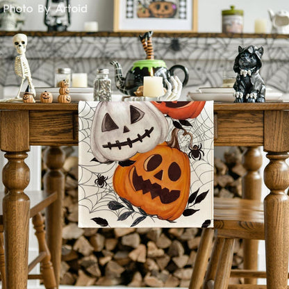 Halloween Tischläufer Kürbisse Spinnennetz Jack-o-Laterne
