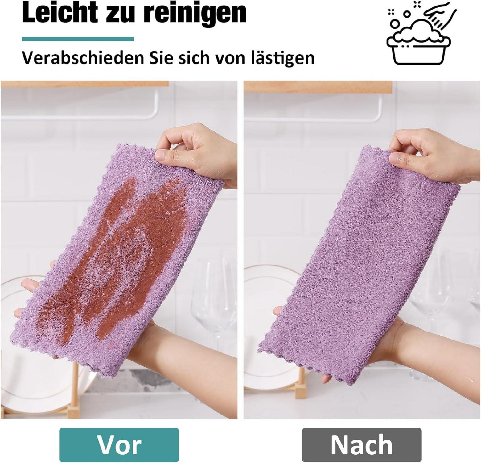 12er-Pack Mikrofasertücher 25x25 cm, wiederverwendbar, saugfähig
