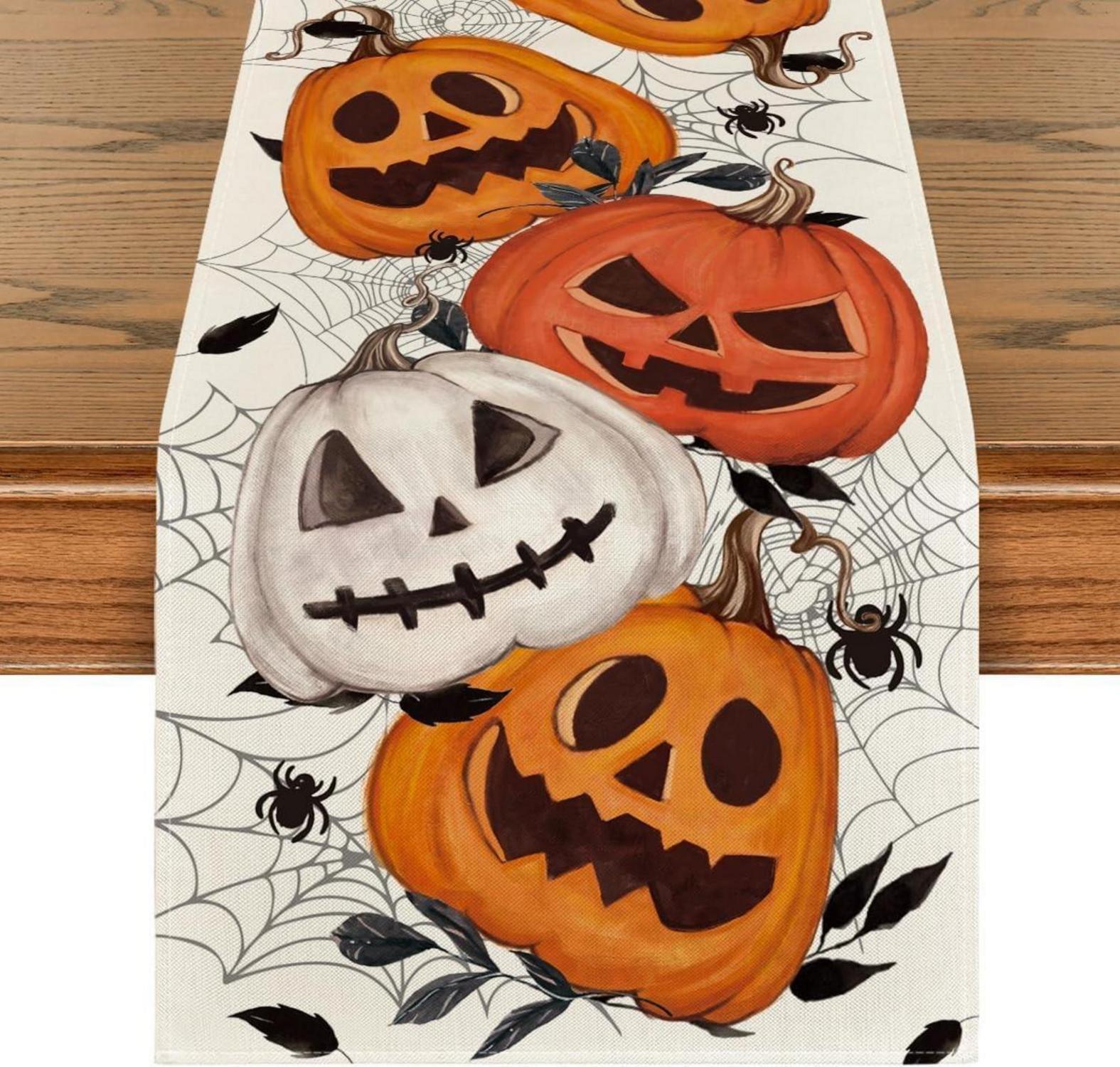 Halloween Tischläufer Kürbisse Spinnennetz Dekor 40x100 cm