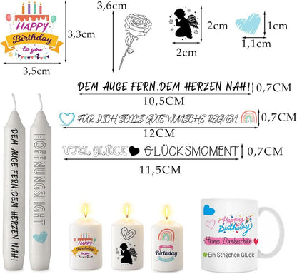 Kerzentattoos Wasserschiebefolie DIY Kerzen Geschenk Muster Sprüche