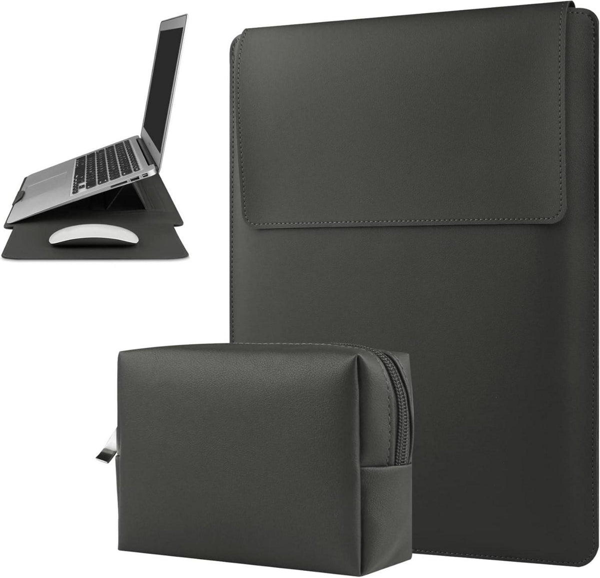 Laptop Hülle Kompatibel mit MacBook Air M2 15,3 Zoll Grau mit Ständer