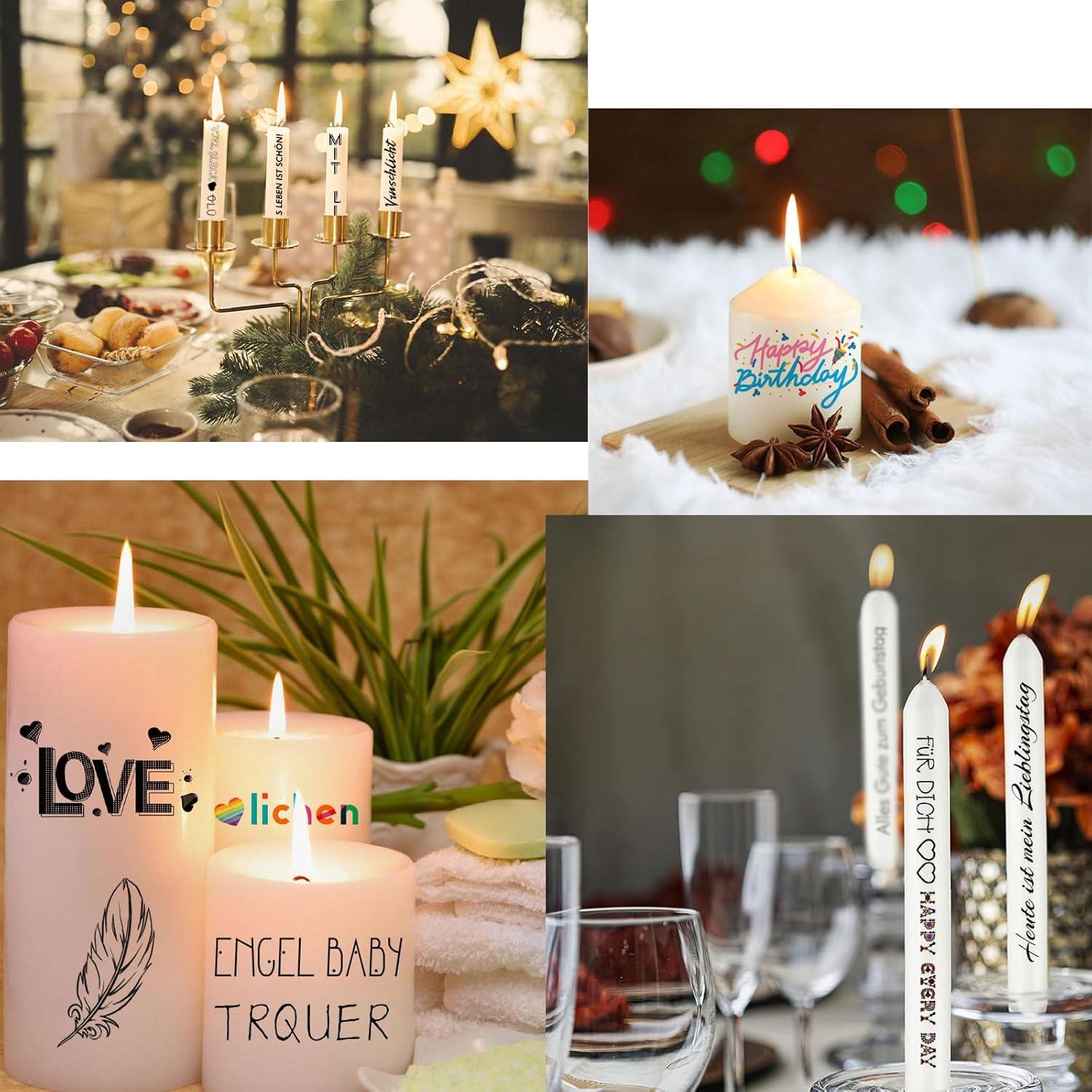 Kerzentattoos Wasserschiebefolie DIY Geschenk 200+ Muster Kerzen Deko