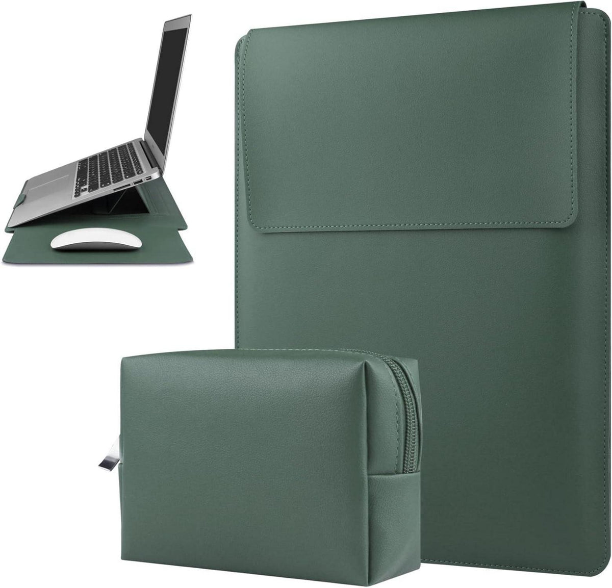 Laptop Hülle 15,3 Zoll MacBook Air M2 A2941 2023 Leder Tasche Grün