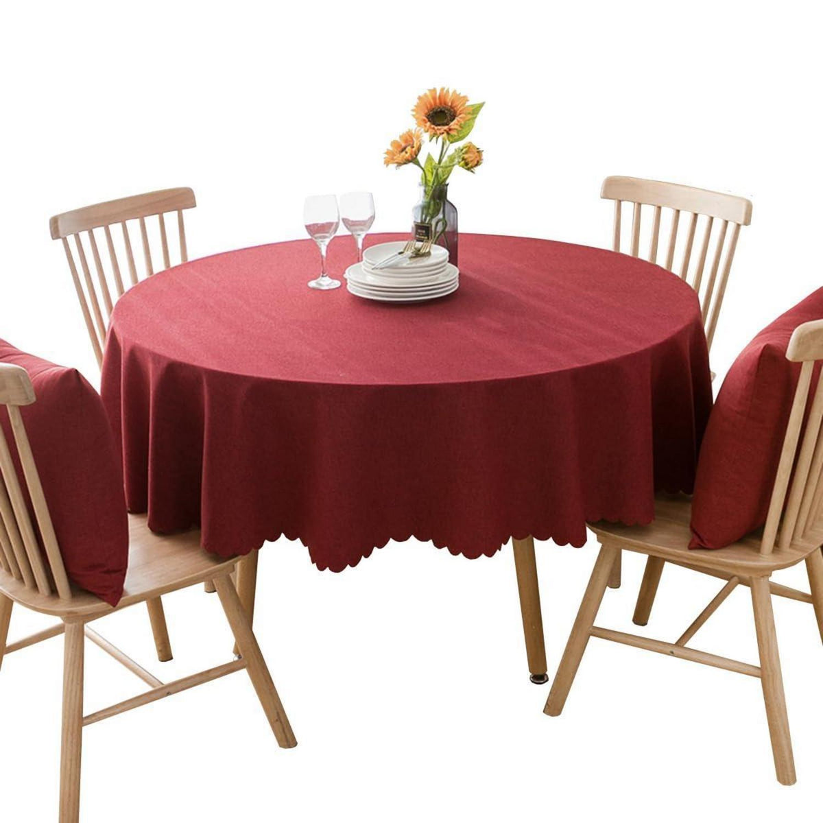 Runde Baumwoll-Leinen Tischdecke 280cm – Schmutzabweisend & Wasserfest